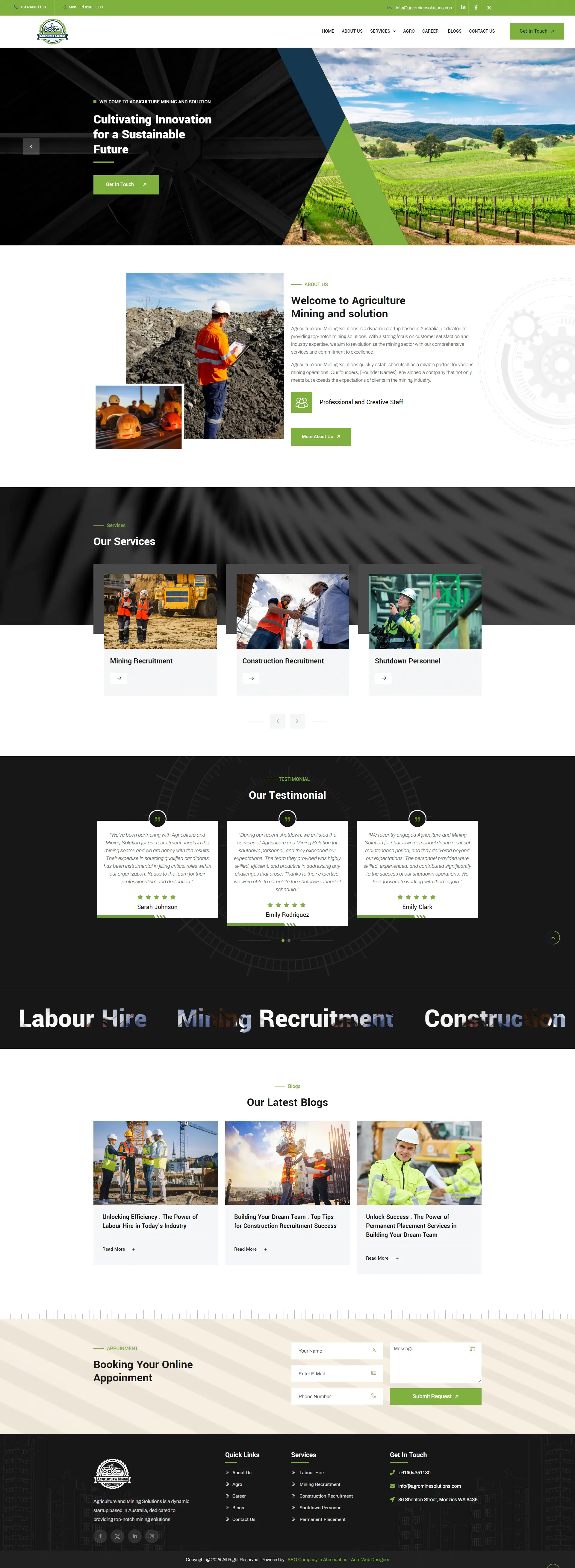 Agriculture Mining and solution